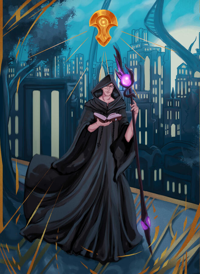 Illustration with detailed background